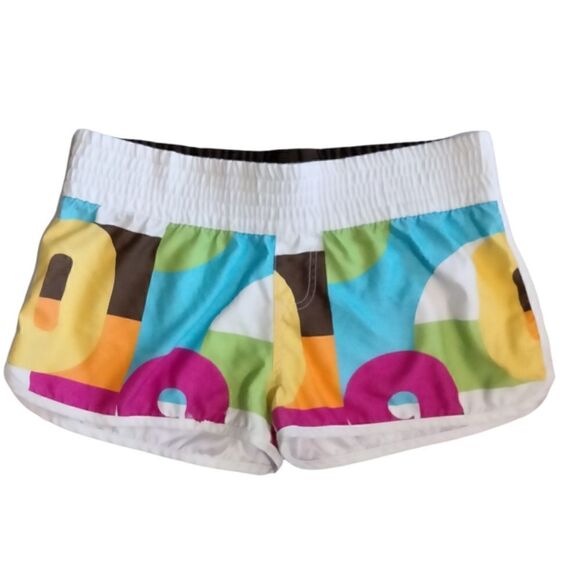 Roxy Women's Shorts Size 9 White with Pink Blue Brown Yellow Green Orange - Picture 1 of 6